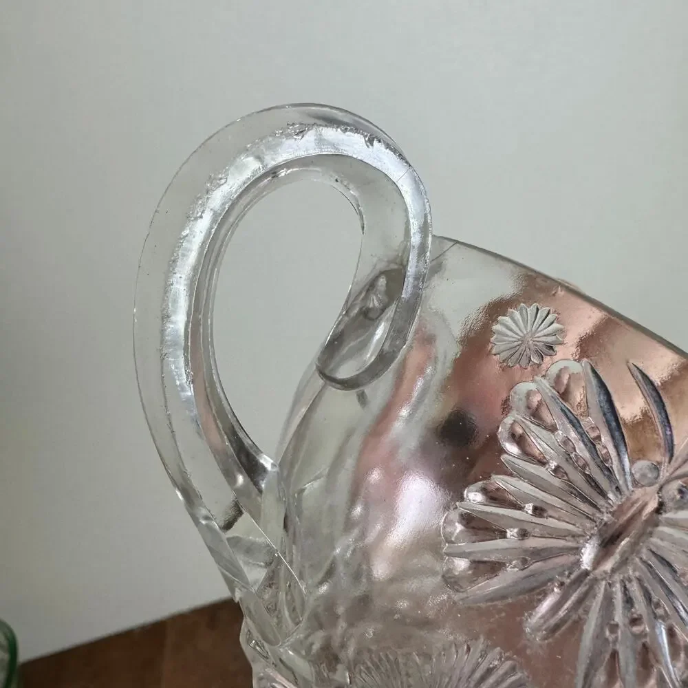 Indiana Glass Pressed Clear Glass‎ Butterfly Design Open Sugar Bowl